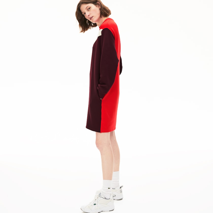 Vestido Lacoste Feminino Vermelhas Escuro Bege Vermelhas Colorblock Fleece Sweatshirt QY9-34913U1