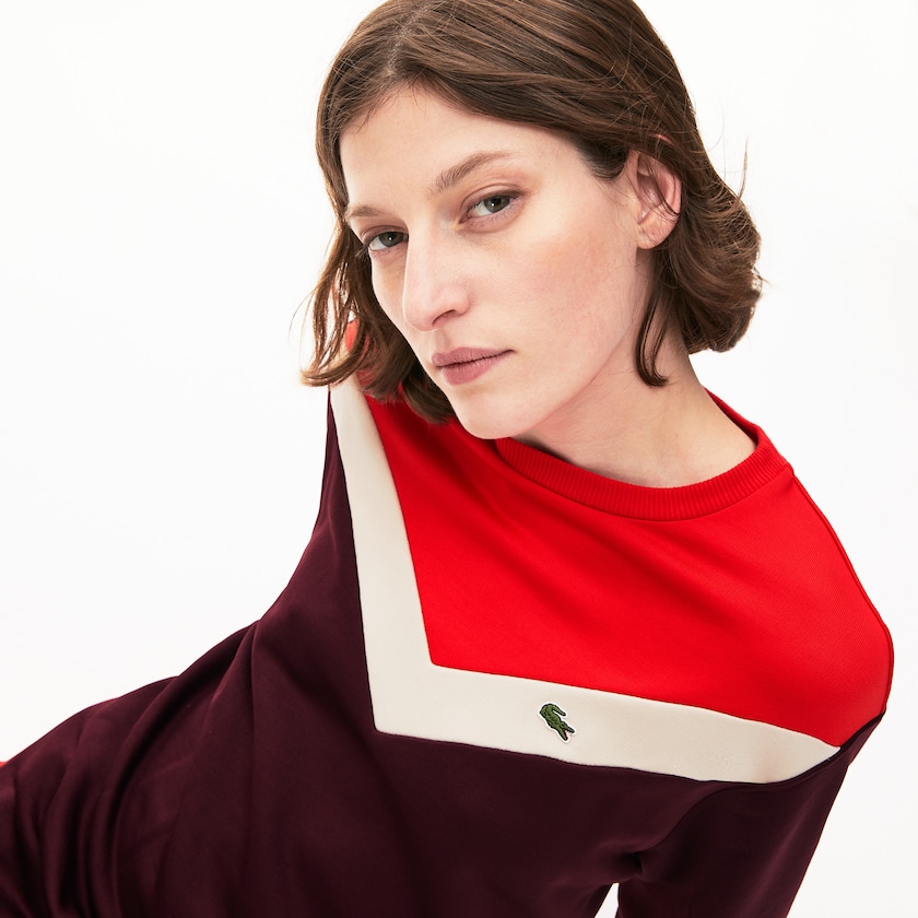 Vestido Lacoste Feminino Vermelhas Escuro Bege Vermelhas Colorblock Fleece Sweatshirt QY9-34913U1
