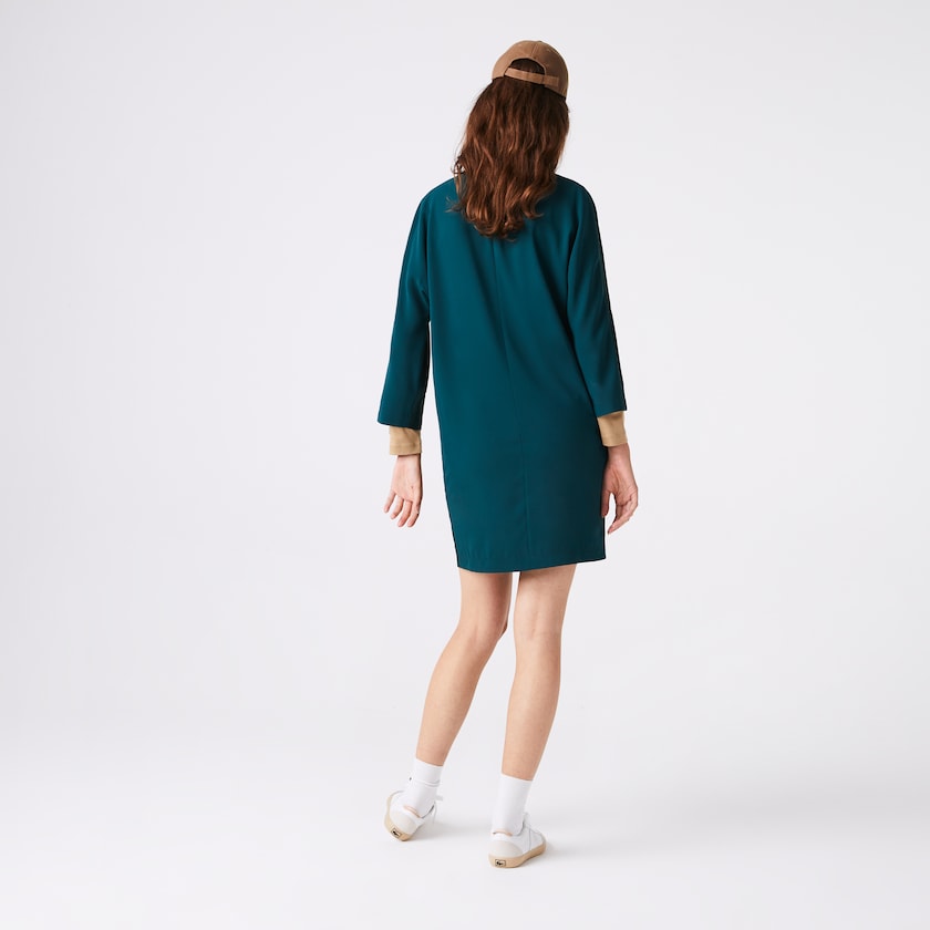 Vestido Lacoste Feminino Verdes Crew Neck Flowy TG2-85188W9