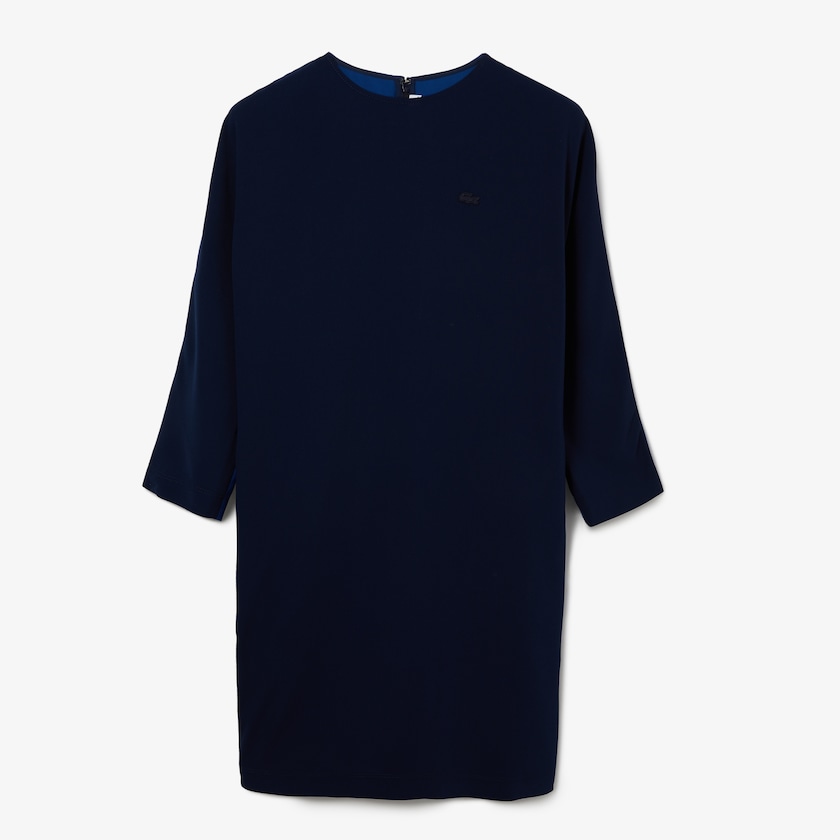 Vestido Lacoste Feminino Azul Marinho Azuis Azuis Crew Neck Flowy CM0-70047L8