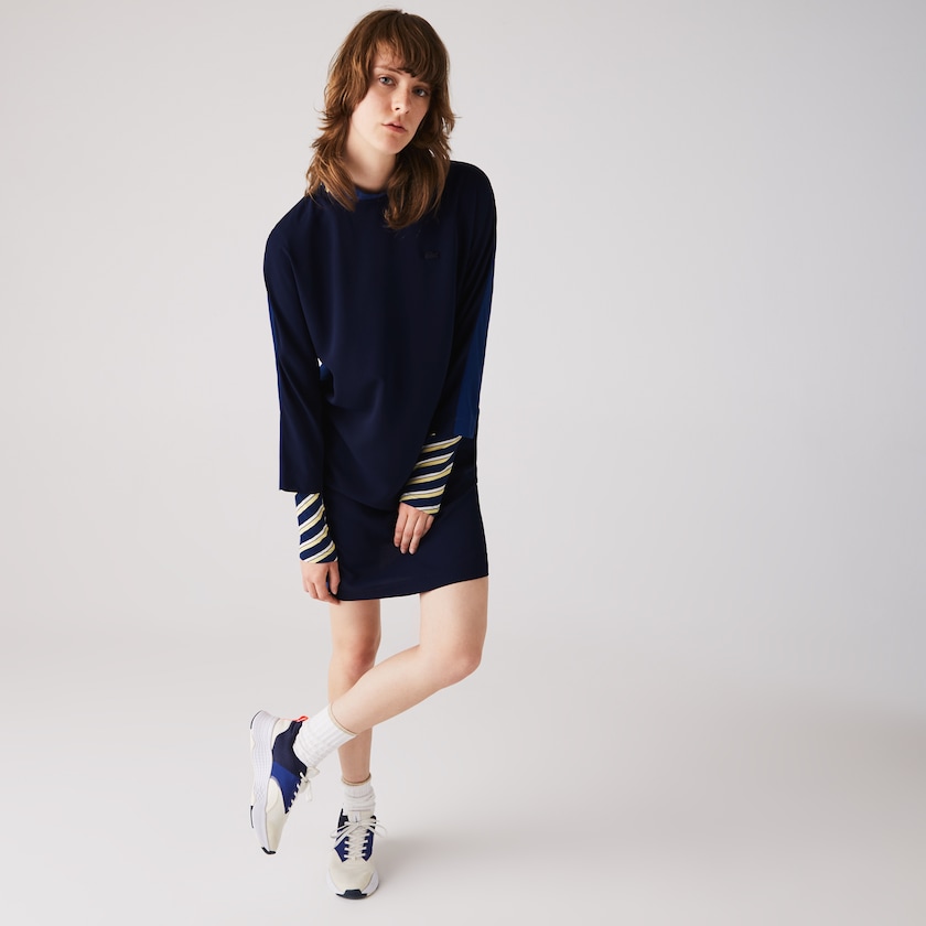 Vestido Lacoste Feminino Azul Marinho Azuis Azuis Crew Neck Flowy CM0-70047L8
