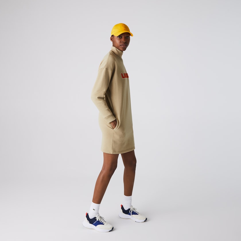 Vestido Lacoste Feminino Bege Embroidered Accent Fleece Sweatshirt LO3-27892S4