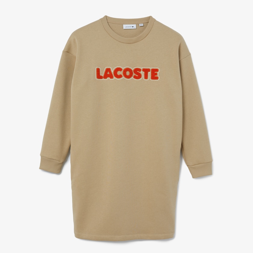 Vestido Lacoste Feminino Bege Embroidered Accent Fleece Sweatshirt LO3-27892S4