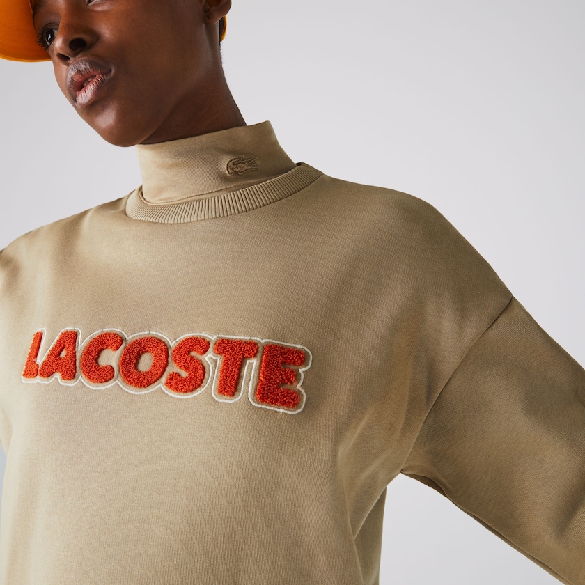 Vestido Lacoste Feminino Bege Embroidered Accent Fleece Sweatshirt LO3-27892S4