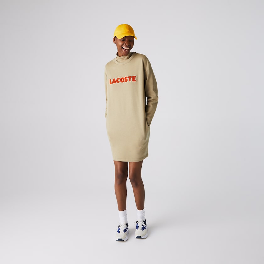 Vestido Lacoste Feminino Bege Embroidered Accent Fleece Sweatshirt LO3-27892S4