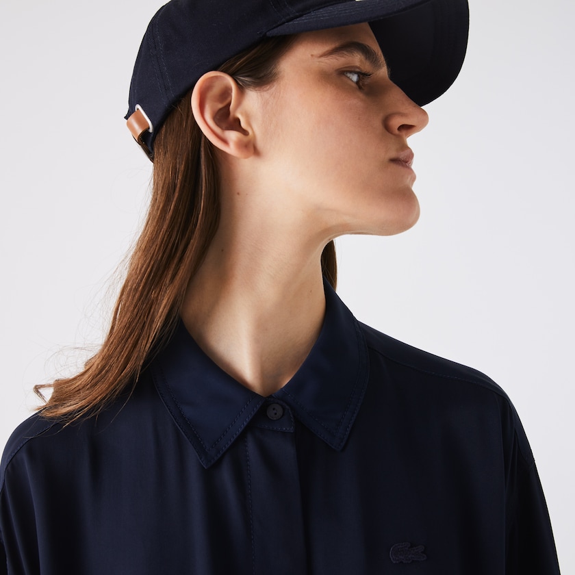 Vestido Lacoste Feminino Azul Marinho Azuis Fitted Crepe Shirt WB7-18601Y9
