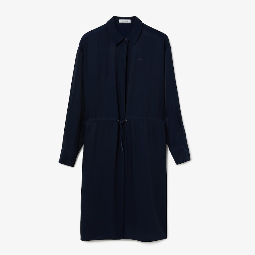 Vestido Lacoste Feminino Azul Marinho Azuis Fitted Crepe Shirt WB7-18601Y9