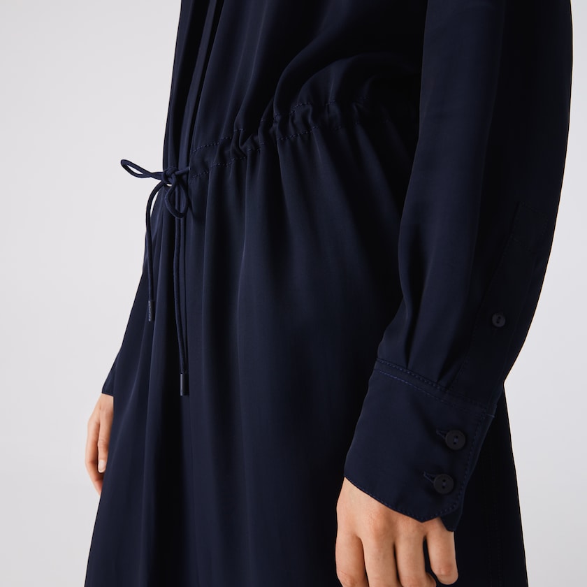 Vestido Lacoste Feminino Azul Marinho Azuis Fitted Crepe Shirt WB7-18601Y9