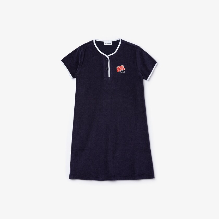 Vestido Lacoste Criança Azul Marinho Azuis Branco Heart Embroidery Henley EY5-26802C8