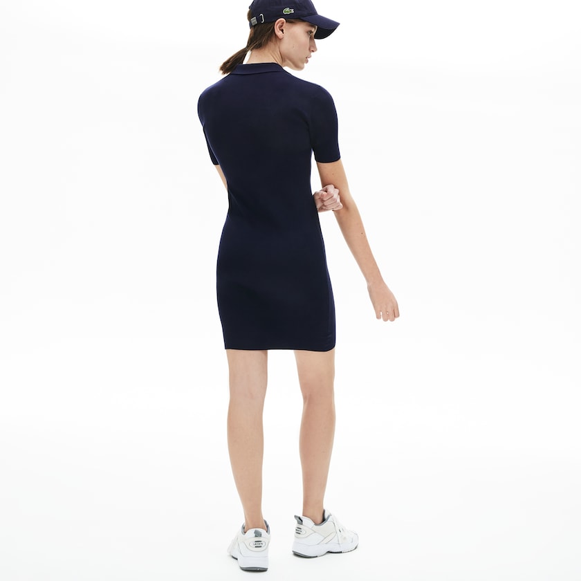 Vestido Lacoste Feminino Azul Marinho Azuis Knit Polo XK4-48674Y2