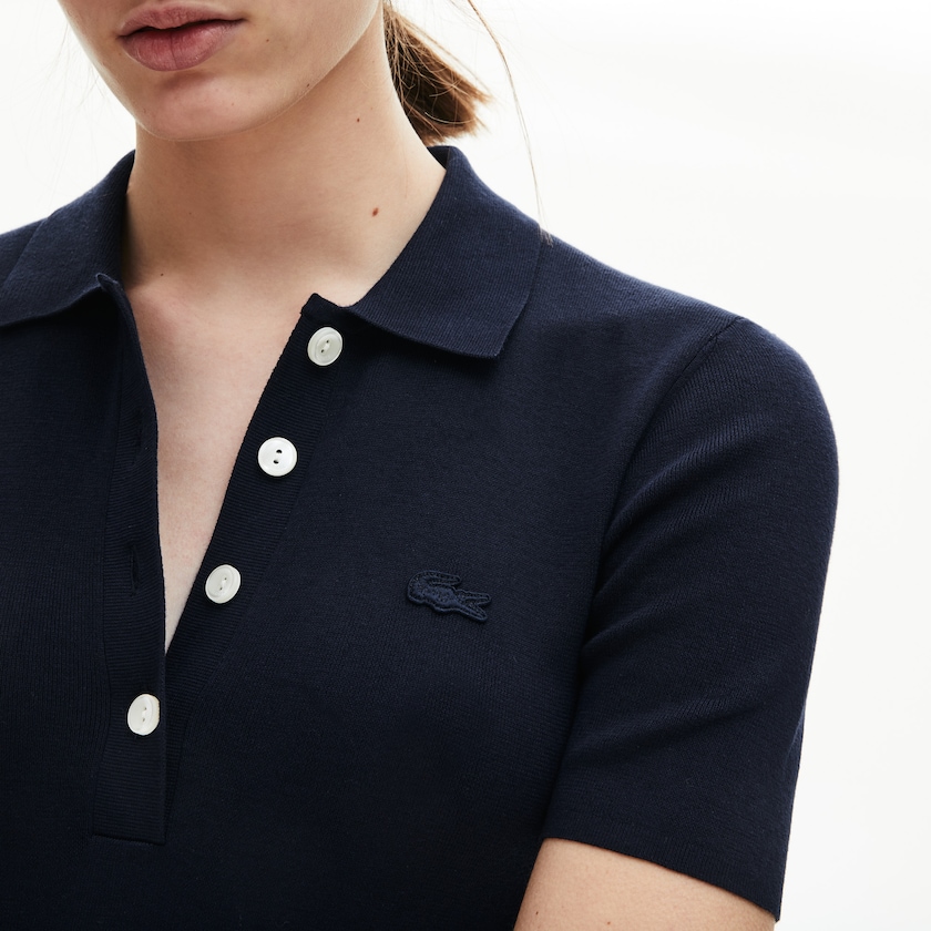 Vestido Lacoste Feminino Azul Marinho Azuis Knit Polo XK4-48674Y2