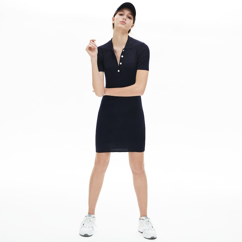 Vestido Lacoste Feminino Azul Marinho Azuis Knit Polo XK4-48674Y2
