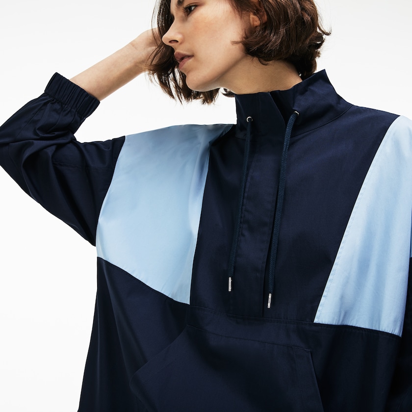 Vestido Lacoste Feminino Azuis Luz Azuis LIVE Colorblock Cotton Poplin Sweatshirt TZ1-72237F0
