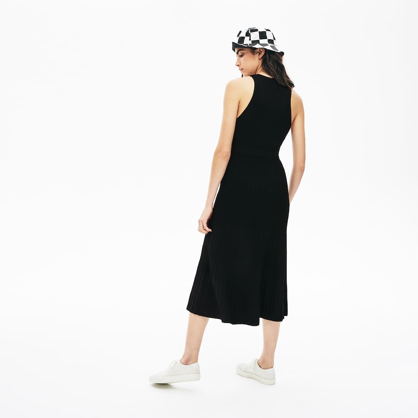 Vestido Lacoste Feminino Pretas LIVE Ribbed-Knit Long Tank HN1-53345N6