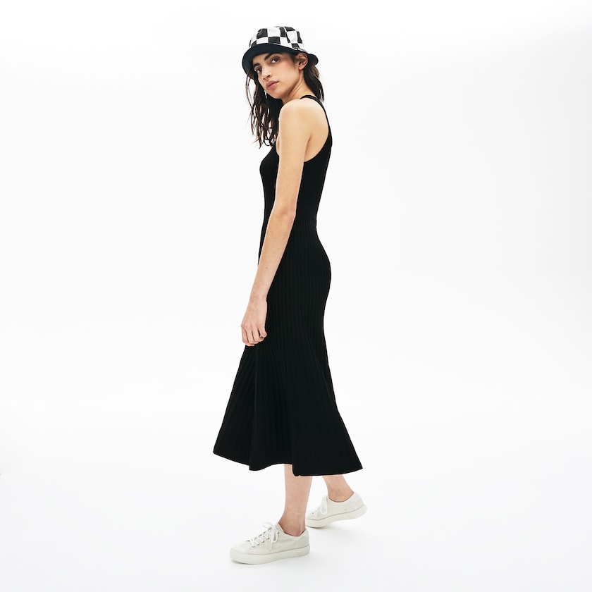 Vestido Lacoste Feminino Pretas LIVE Ribbed-Knit Long Tank HN1-53345N6