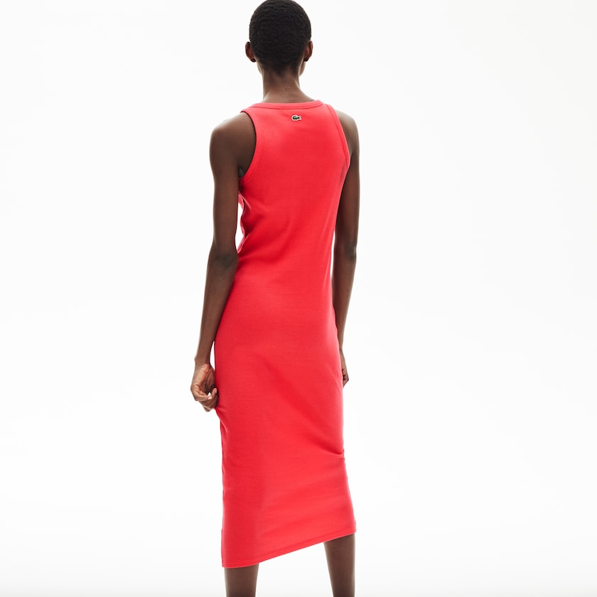 Vestido Lacoste Feminino Vermelhas Long Ribbed Cotton TM2-18081C2