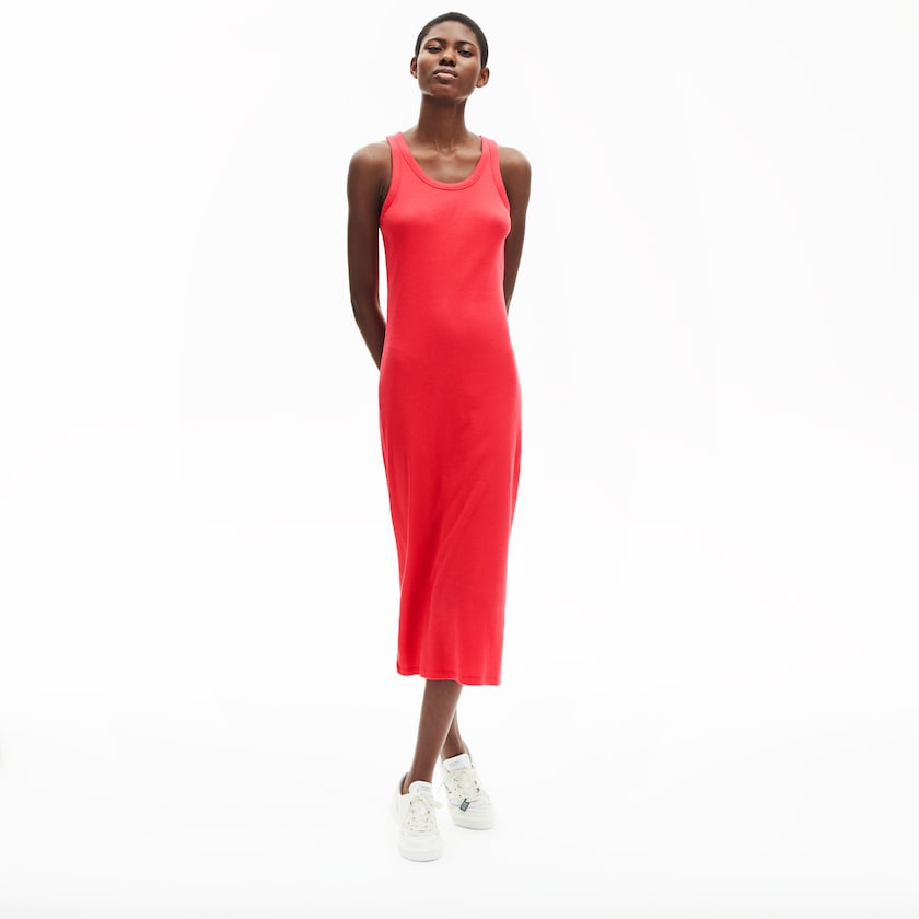 Vestido Lacoste Feminino Vermelhas Long Ribbed Cotton TM2-18081C2