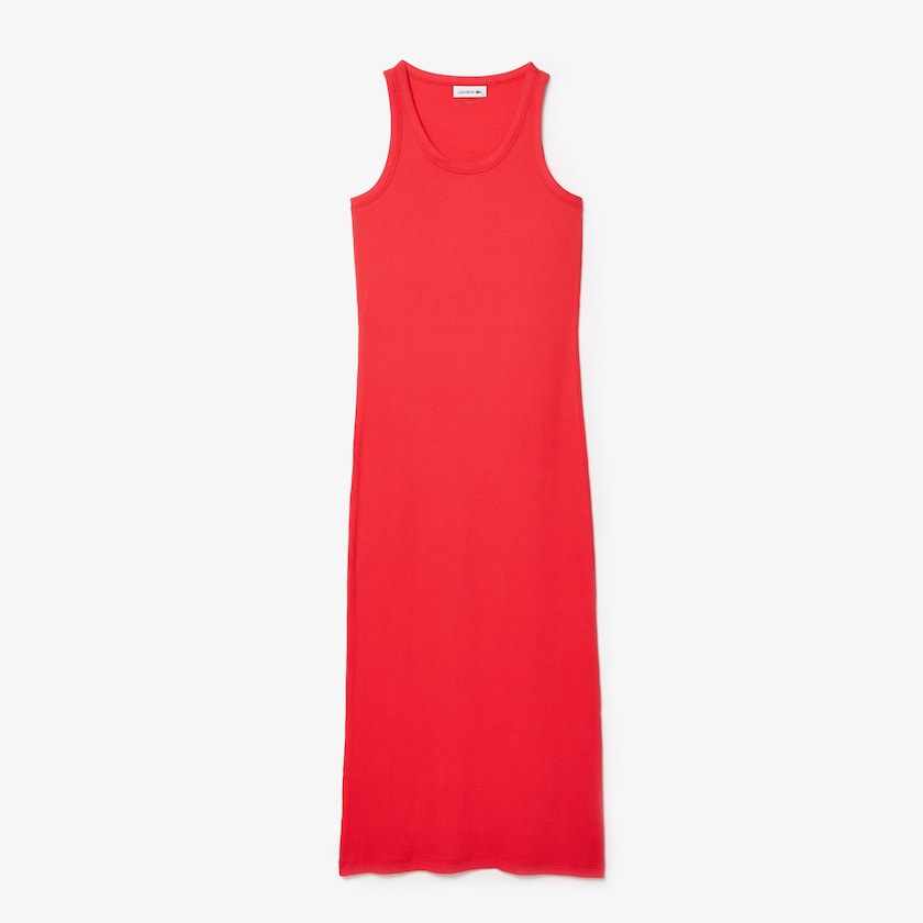 Vestido Lacoste Feminino Vermelhas Long Ribbed Cotton TM2-18081C2
