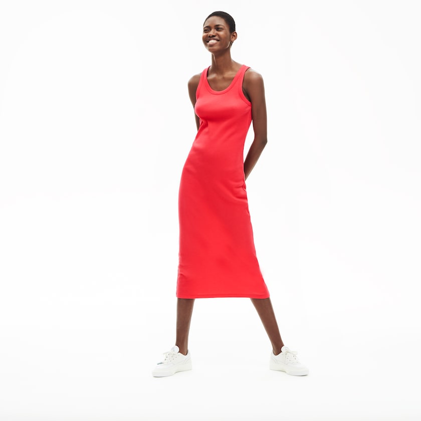 Vestido Lacoste Feminino Vermelhas Long Ribbed Cotton TM2-18081C2