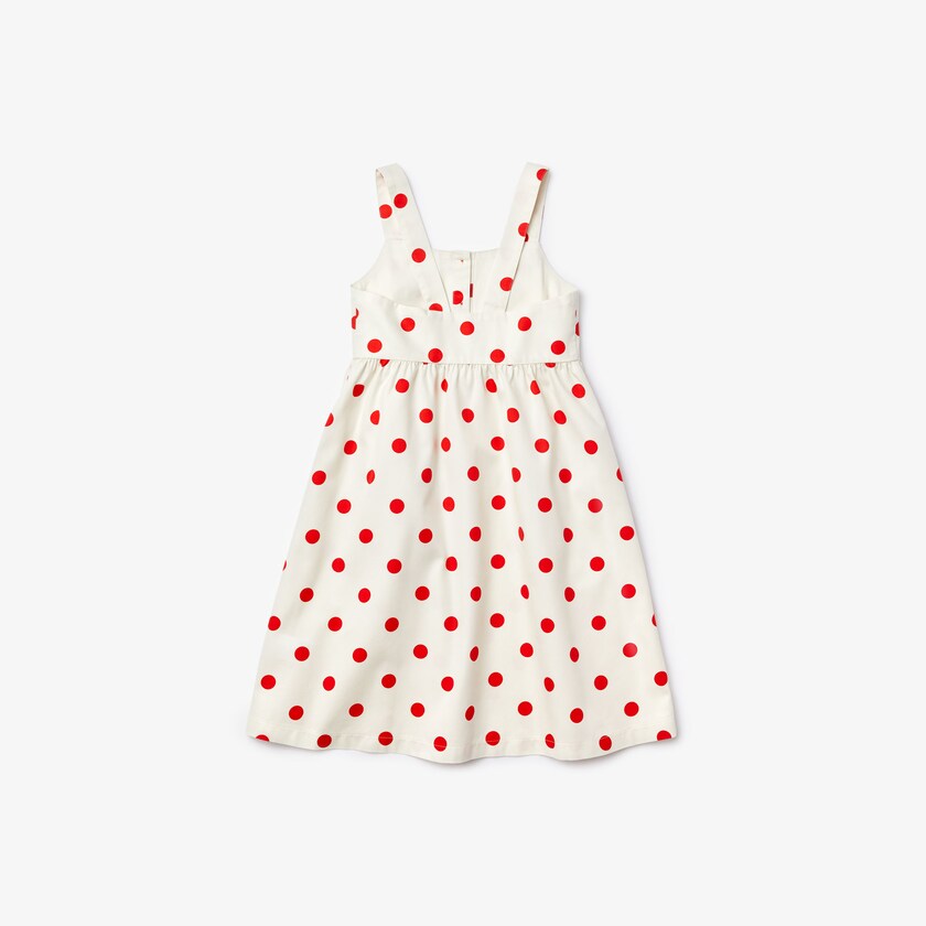 Vestido Lacoste Criança Branco Vermelhas Polka Dot Cross-back CS7-62616U7