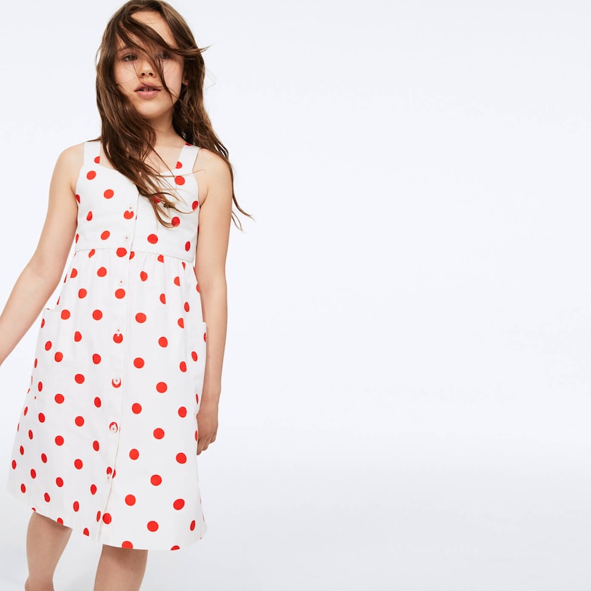 Vestido Lacoste Criança Branco Vermelhas Polka Dot Cross-back CS7-62616U7