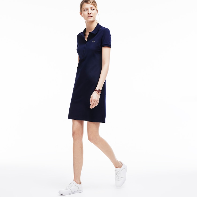 Vestido Lacoste Feminino Azul Marinho Azuis Polo in stretch mini piqué UG4-36413O6
