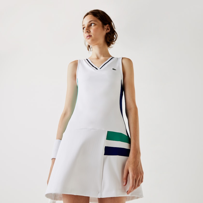 Vestido Lacoste Feminino Branco Pretas Verdes Azuis Pretas SPORT Breathable Stretch Tennis CB8-26682Y1