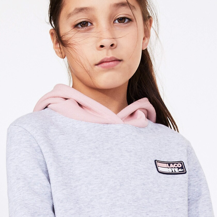Vestido Lacoste Criança Cinzentas Rosa Branco SPORT Colorblock Fleece Sweatshirt LA0-21552G7