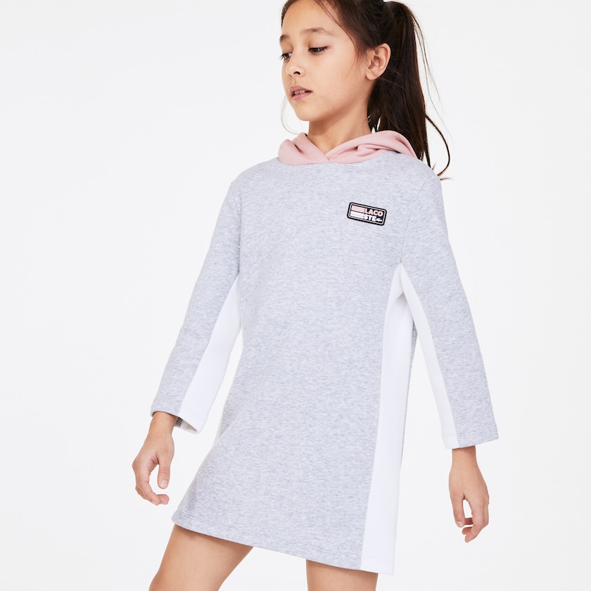 Vestido Lacoste Criança Cinzentas Rosa Branco SPORT Colorblock Fleece Sweatshirt LA0-21552G7