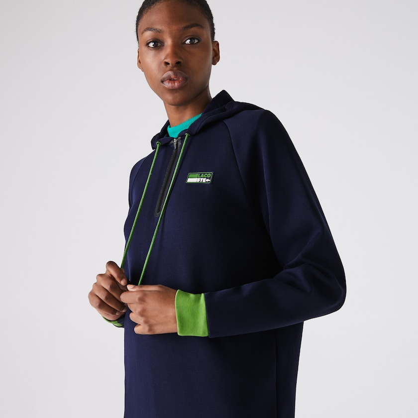 Vestido Lacoste Feminino Azul Marinho Azuis Verdes Pretas SPORT Hooded Cotton Blend Sweatshirt BD3-14281T8