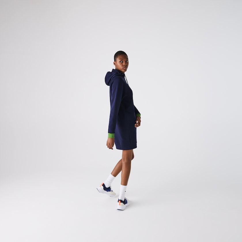 Vestido Lacoste Feminino Azul Marinho Azuis Verdes Pretas SPORT Hooded Cotton Blend Sweatshirt BD3-14281T8