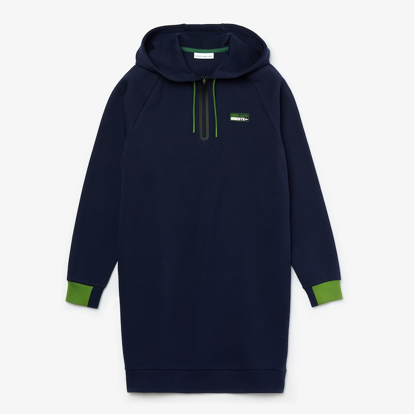 Vestido Lacoste Feminino Azul Marinho Azuis Verdes Pretas SPORT Hooded Cotton Blend Sweatshirt BD3-14281T8