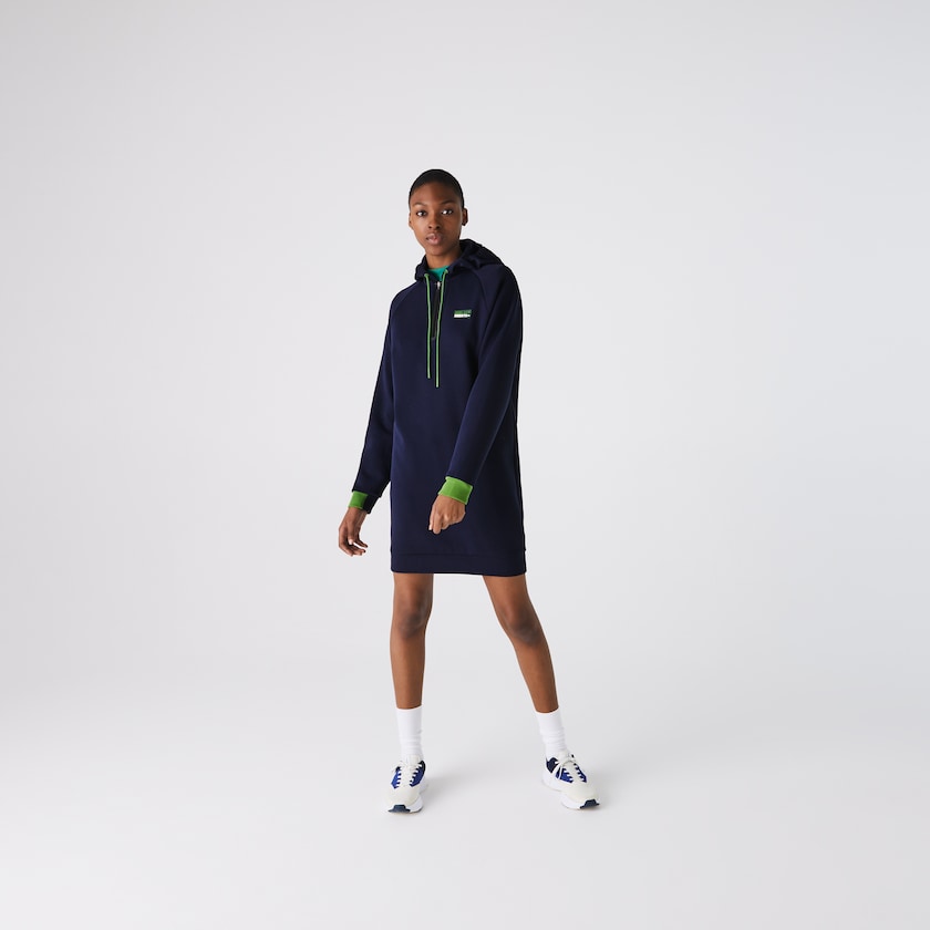 Vestido Lacoste Feminino Azul Marinho Azuis Verdes Pretas SPORT Hooded Cotton Blend Sweatshirt BD3-14281T8