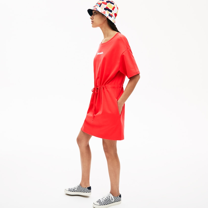 Vestido Lacoste Feminino Vermelhas Signature Cotton Fleece T-shirt HX8-12501X5