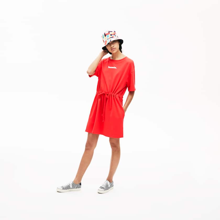 Vestido Lacoste Feminino Vermelhas Signature Cotton Fleece T-shirt HX8-12501X5