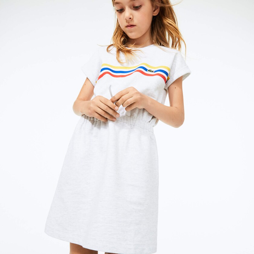 Vestido Lacoste Criança Cinzentas Tricolor Stripe Drop Shoulder ZG8-40214C6