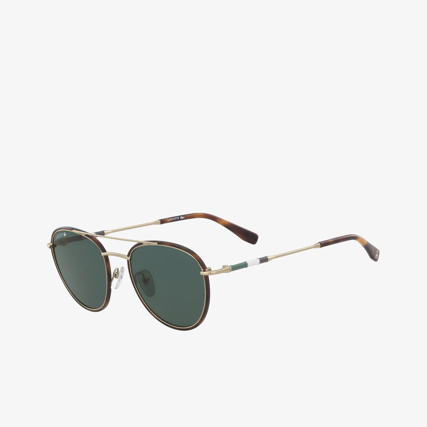 Óculos de Sol Lacoste Masculino Douradas Escuro Oval Metal Novak Djokovic Collection KM2-50995W3
