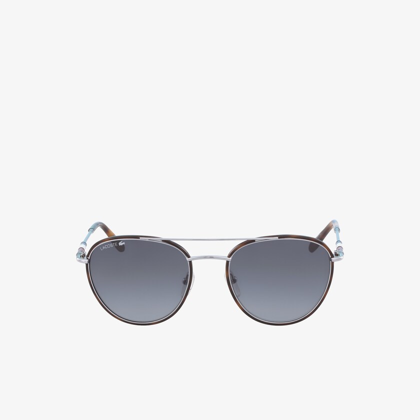 Óculos de Sol Lacoste Masculino Prateadas Oval Metal Novak Djokovic Collection YA6-81908M2