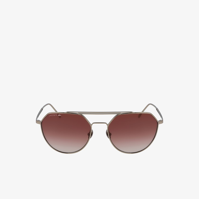 Óculos de Sol Lacoste Feminino Douradas Escuro Oval Metal Paris Collection XJ5-39643H4