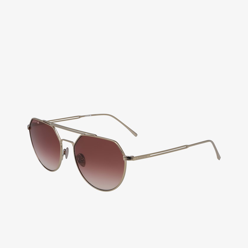 Óculos de Sol Lacoste Feminino Douradas Escuro Oval Metal Paris Collection XJ5-39643H4