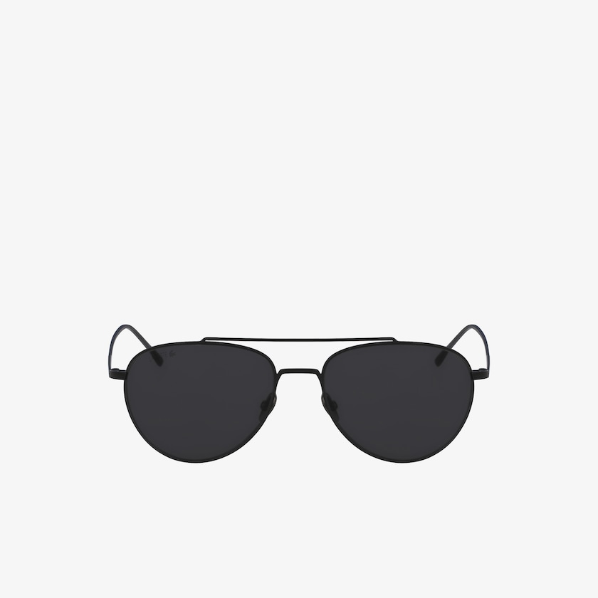 Óculos de Sol Lacoste Feminino Pretas Azuis Pilot Shape Metal Ultra-Thin CI3-73427E2
