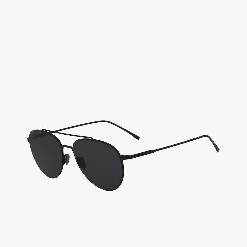 Óculos de Sol Lacoste Feminino Pretas Azuis Pilot Shape Metal Ultra-Thin CI3-73427E2