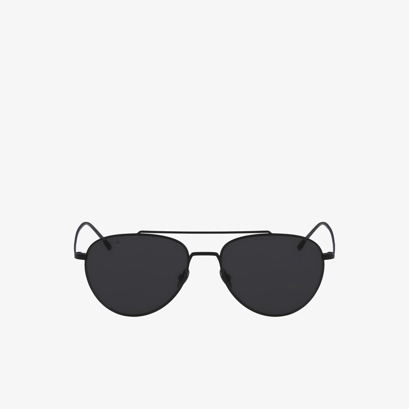Óculos de Sol Lacoste Masculino Pretas Azuis Pilot Shape Metal Ultra-Thin EZ5-91849P3